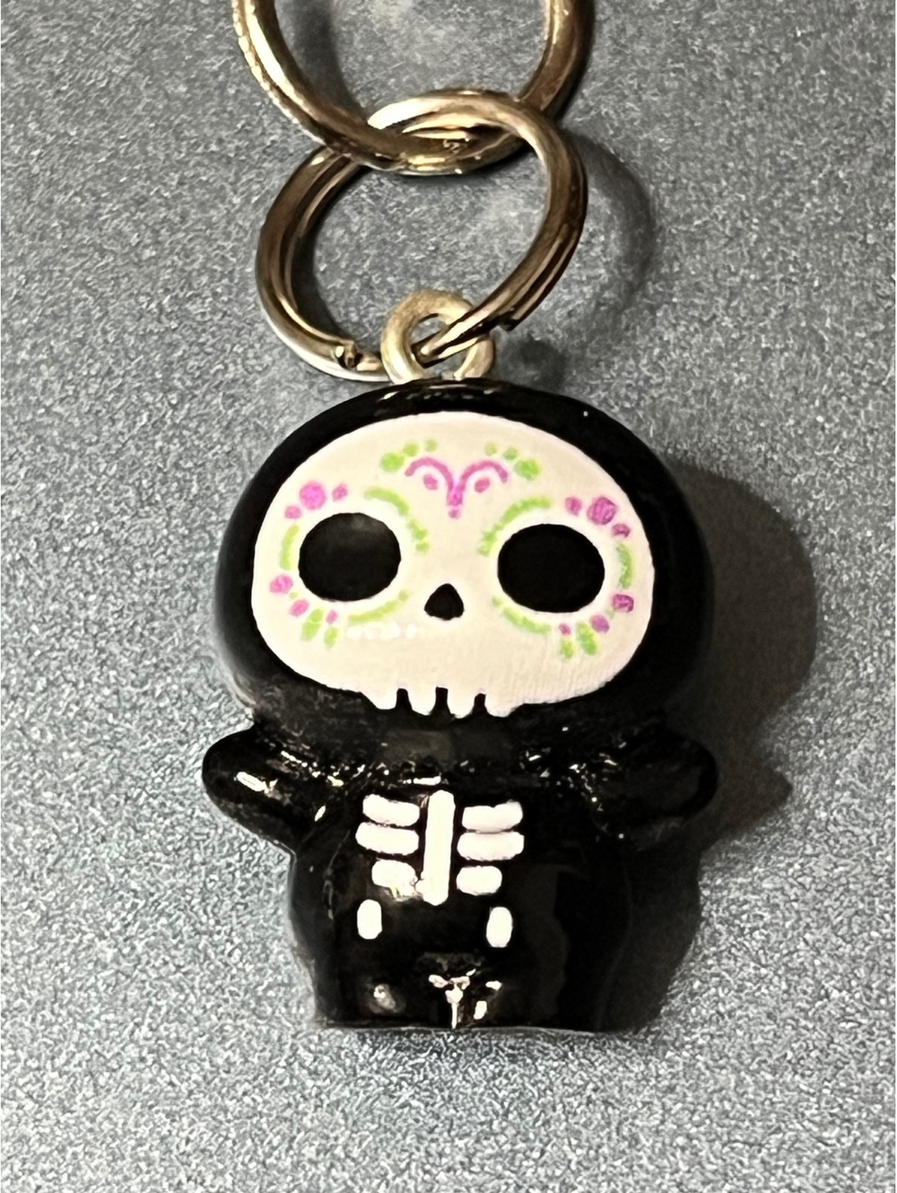 Cute Day of the Dead Skeleton Keychain Charm for Halloween Vibes